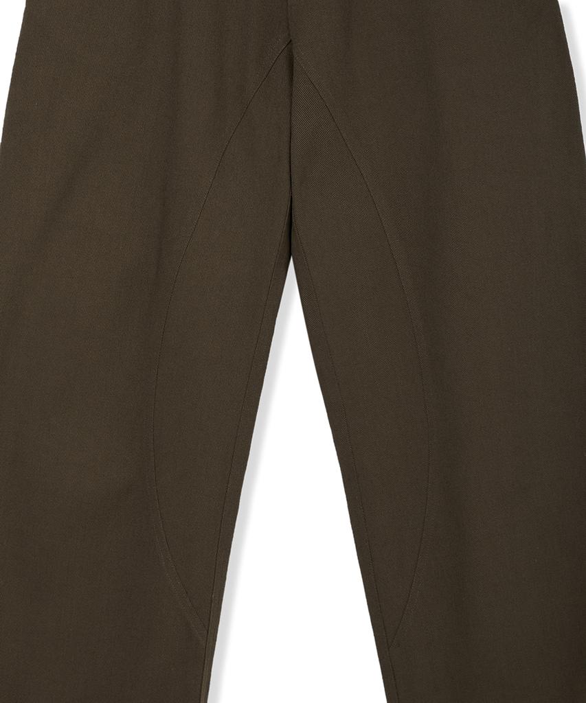 NODU Adn Wide Curved Cut Daily Cotton Pants [Brown]