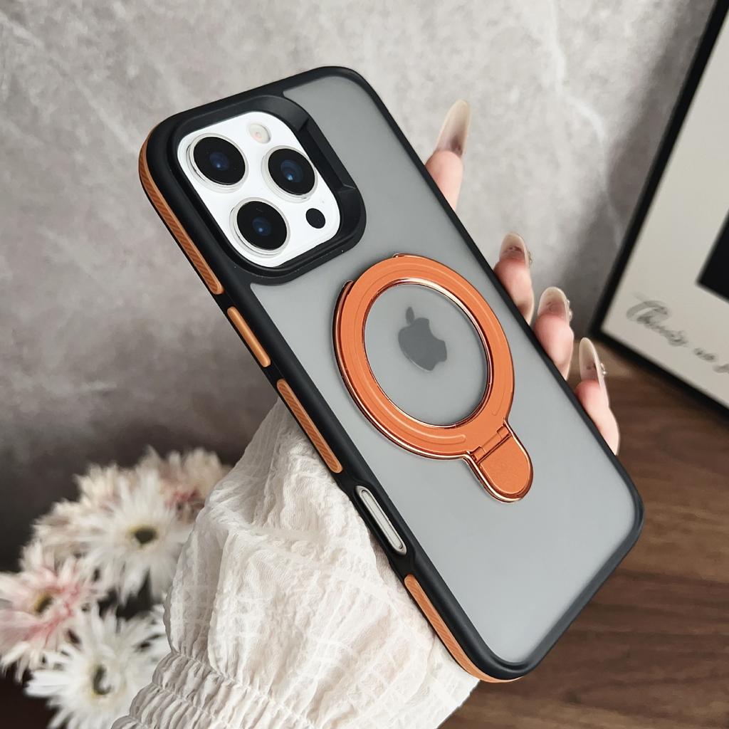 For IPhone16 Mobile Phone Case Magnetic Holder for Apple 15Promax Two-color Shield with Anti-slip Edges and Simple