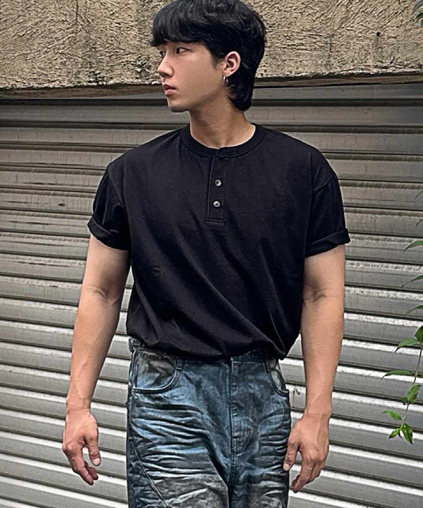 UNLC Cotton Henley Neck Half Sleeve 5Color