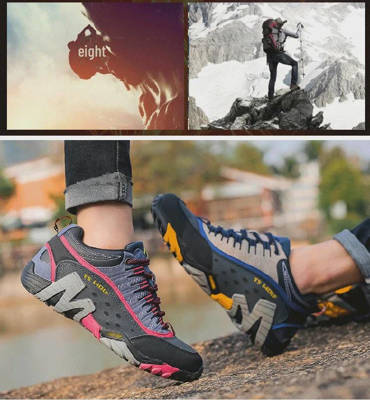 Мужские и женские водонепроницаемые походные ботинки из натуральной кожи — дышащая, нескользящая обувь для активного отдыха на весну/осень.