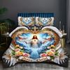 2/3pcs Set Sacred Devotion Wings Cross Flower Angel Jesus Door To Heaven Bedding Set Digital Print Quilt Cover Set
