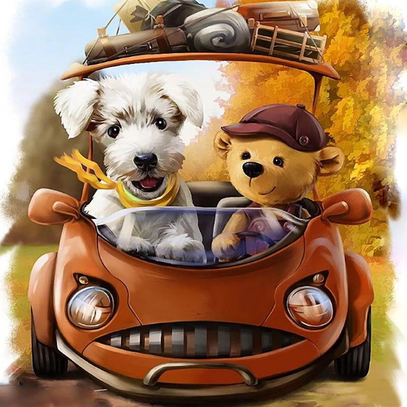 5D DIY алмазная живопись милая собака Алмазная вышивка милое домашнее животное вышивка крестиком полная квадратная круглая дрель ручной домашний декор подарок