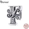 BAMOER Genuine 925 Sterling Silver Letter F Alphabet Beads Charms Fit Charm Bracelets & Bangles DIY