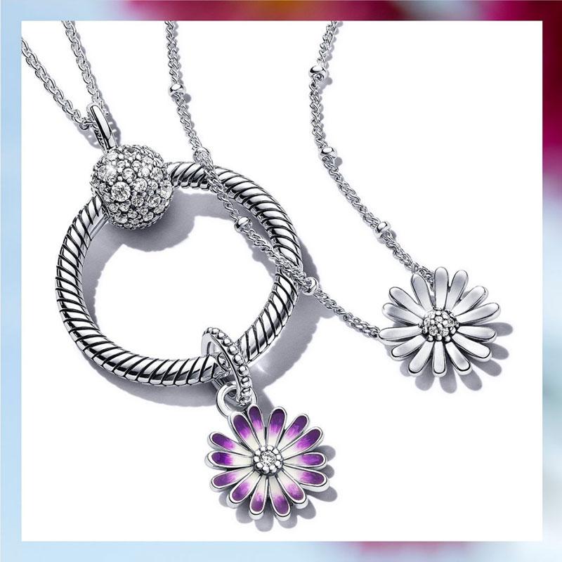 100% S925 Sterling Silver Pendant Sparkling Snowflake Rose Daisy Flower Bee Clip Charm Bead Fit Original Bracelet Jewelry