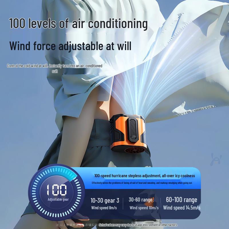 Портативный USB-вентилятор с креплением на пояс и регулируемой скоростью