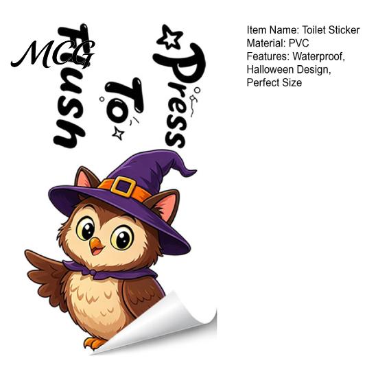 Self-adhesive Toilet Decal Sticker, Self-Adhesive Waterproof PVC Halloween Decal, Owls No Glue Sticker Ghosts Black Cats Skeletons Flushing