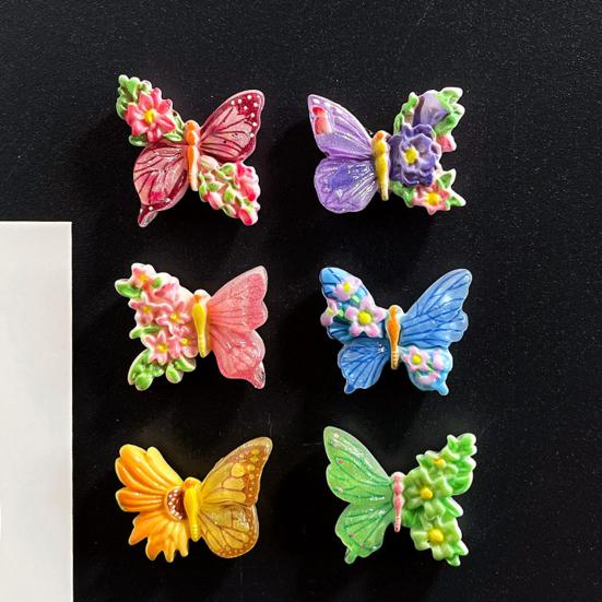 6Pcs Resin Butterfly Refrigerator Magnet 3D Flower Butterfly Fridge Magnet Home Kitchen Office Whiteboard Locker Magnetic
