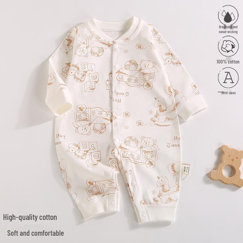 2025 New Pure Cotton Baby Jumpsuit for Spring, Autumn, and Winter - Newborn Toddler Inner Wear