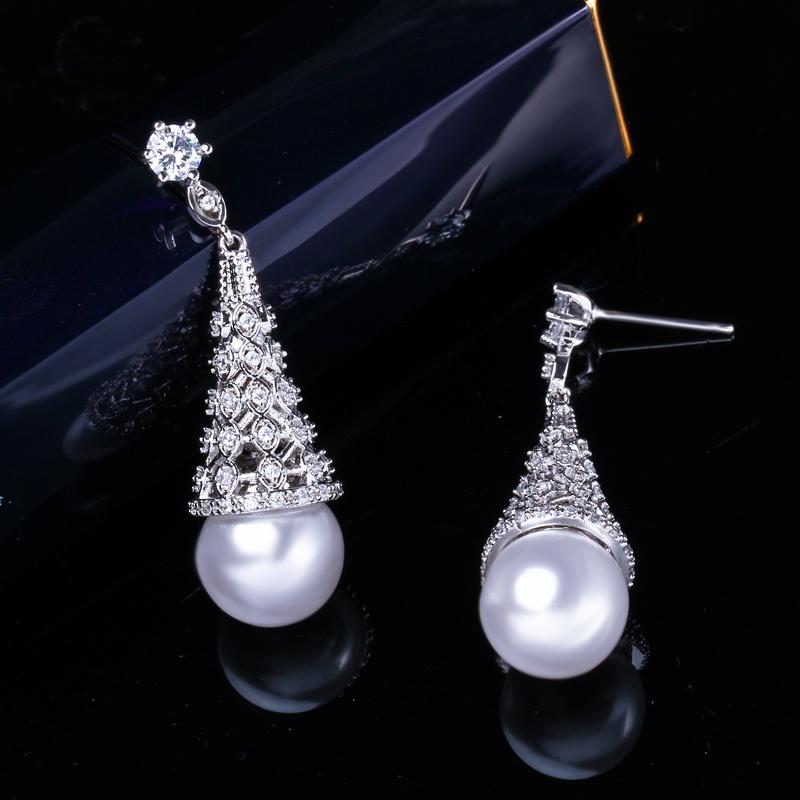 WWJ модные полые цирконовые длинные круглые серьги с искусственным жемчугом для женщин