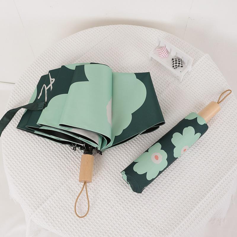 Umbrella Anti-ultraviolet Sun Umbrella Parasol Folding Umbrella Small Fresh Vinyl Weather and Rain Umbrella