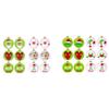 12Pcs Christmas Ornaments Santa Claus Hat Pattern Green White Shatterproof Balls Set Xmas Tree Decorations