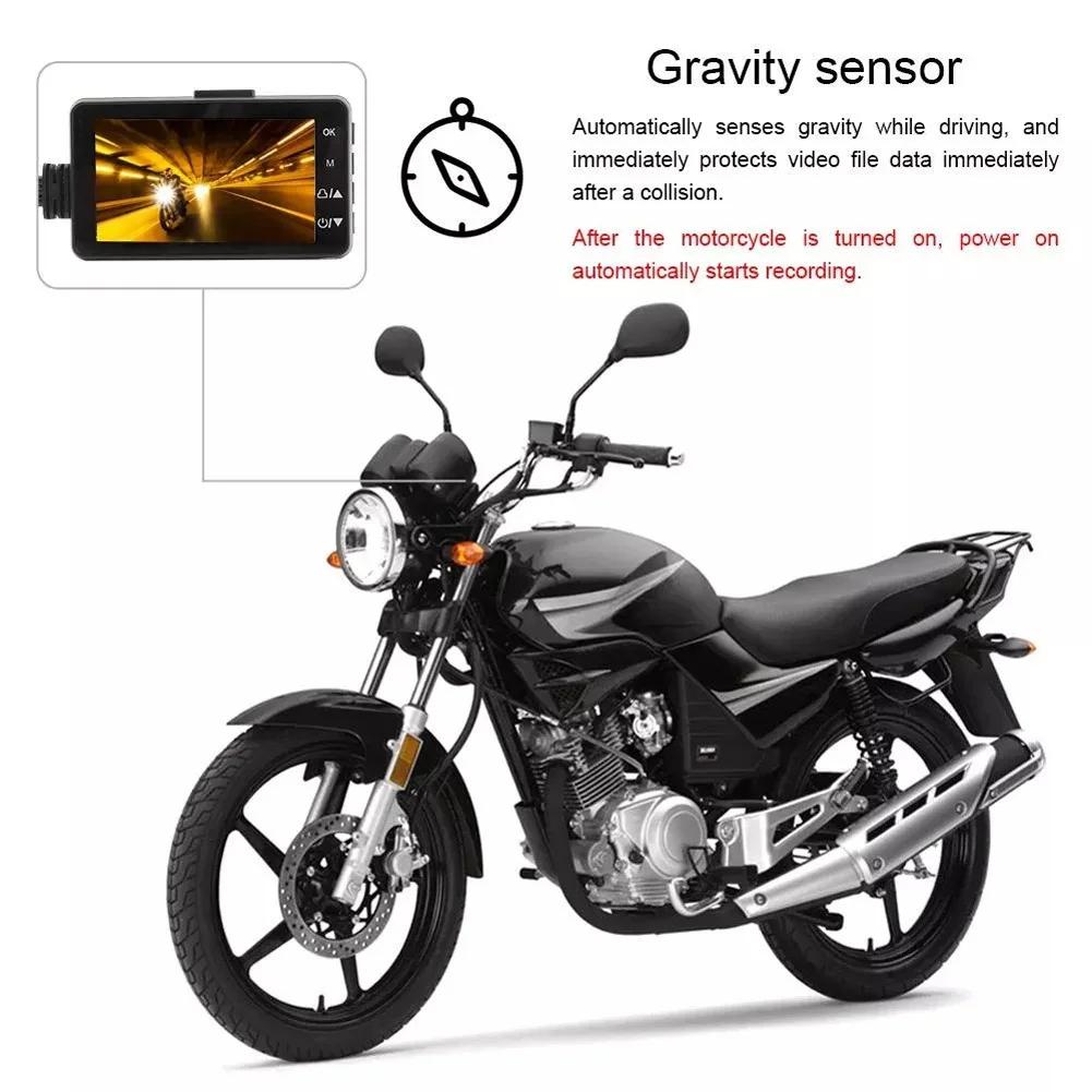 2025 New Motorcycle 3 Inch DVR HD Screen Motorcycle Driving Recorder Front and Rear Camera Dual Video Loop Recording IP65 Waterproof