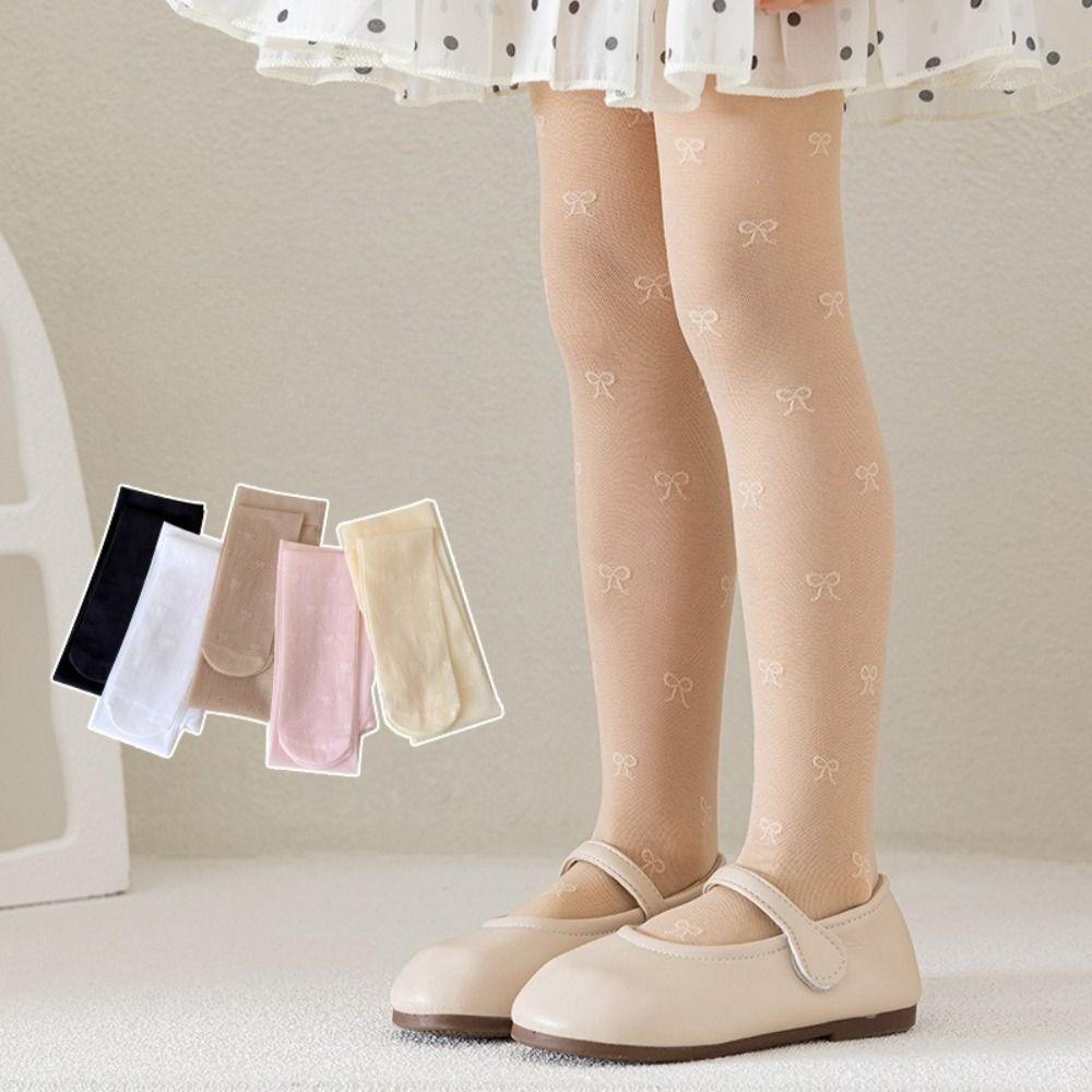 Bowknot Ballet Tights Solid Color Dance Leggings Stocking Thin Silk Pantyhose for Girls Children