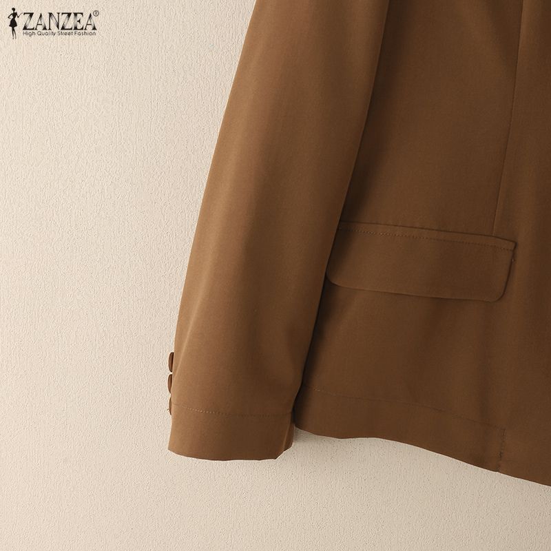 ZANZEA Женский повседневный кардиган-блейзер с лацканами, осенний, с длинным рукавом, тонкий