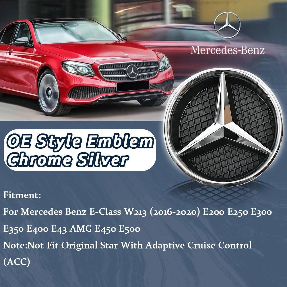 fshc5 The Front Grille Star Logo Badge Mirror Bottom 3D ABS logo For Mercedes Benz E-Class W213 2016-20 E43 AMG E300 3D Mirror Emblems