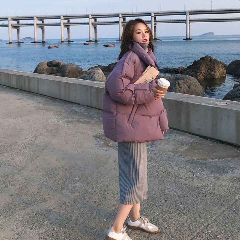 Женский пуховик осень/зима винтажный с лацканами куртка короткая свободная однотонная стеганая куртка с пуговицами на хлопковой подкладке