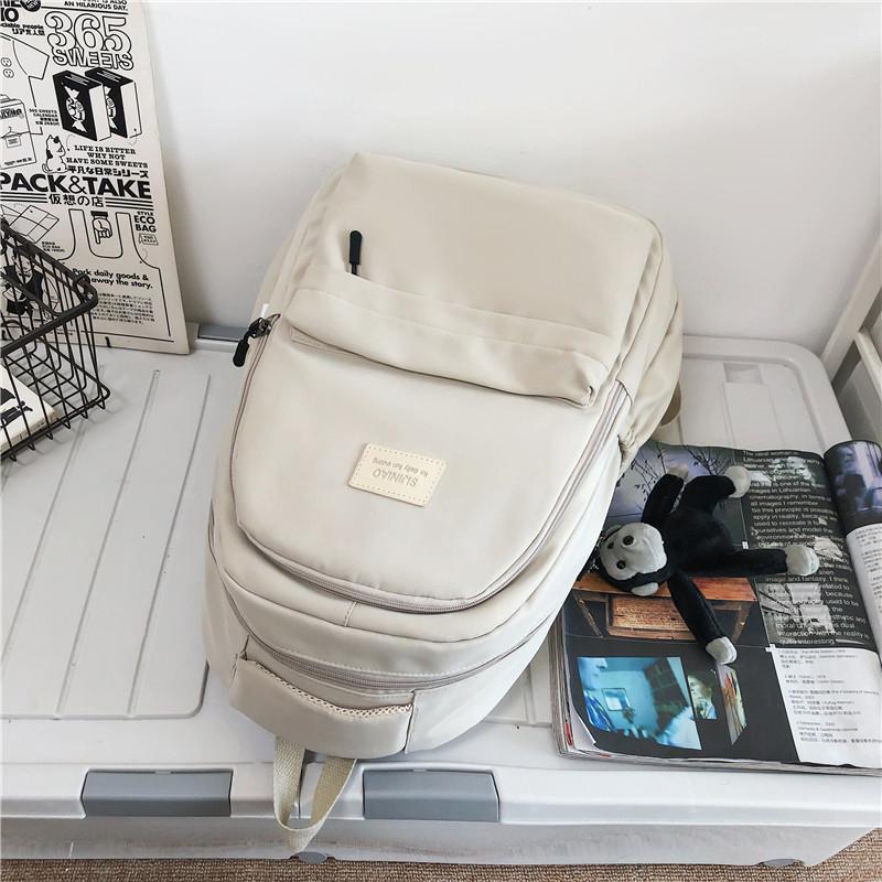 Женский рюкзак, однотонный женский повседневный женский рюкзак с несколькими карманами, школьная сумка высокого качества для девочек-подростков, рюкзак с книгами
