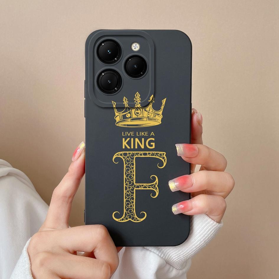 Для Infinix Smart 8 Zero 30 Note 40 4G Hot 40 GT 20 Pro Itel S24 Чехол для телефона Бампер с защитой от падения Силиконовый мягкий чехол Модная Корона Король Буквы Матовая Капа
