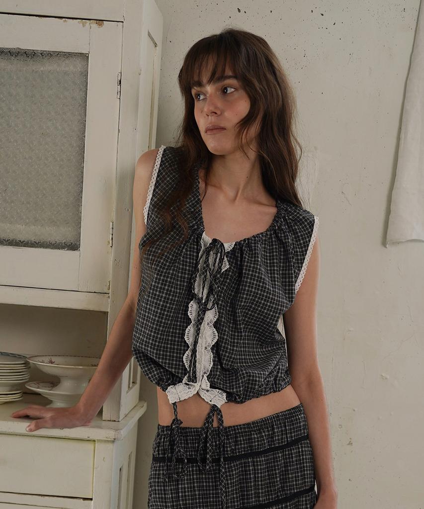 WITHOUT SUMMER Pond Lace Blouse_Check