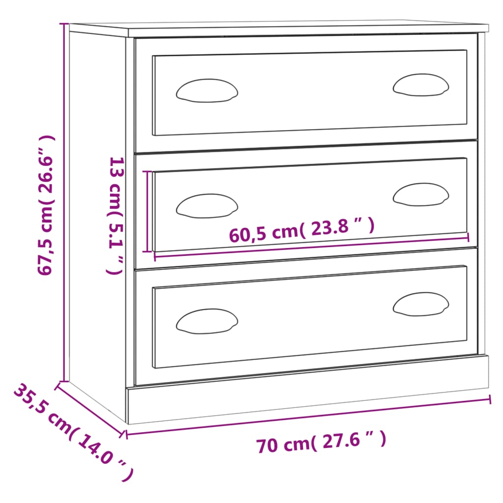 Sideboard Concrete Grey 70 x 35.5 x 67.5 cm Engineered Wood