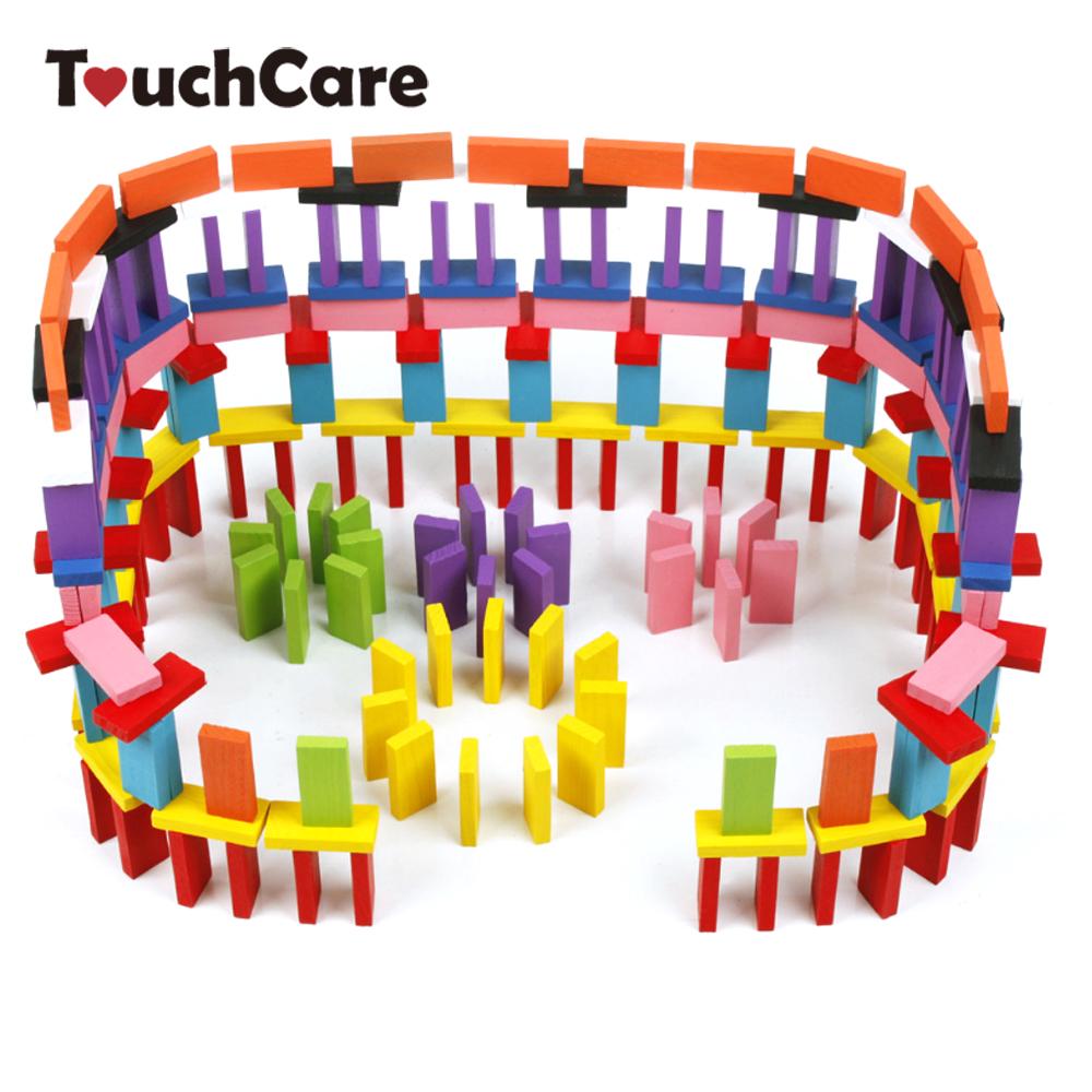 100Pcs Domino Wooden Tower Building Blocks Toy Rainbow Color Early Intelligence Education Blocks