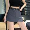 Spicy Girl Academy Style High Waist Gray A-line Mini Skirt - Summer 2025 Collection