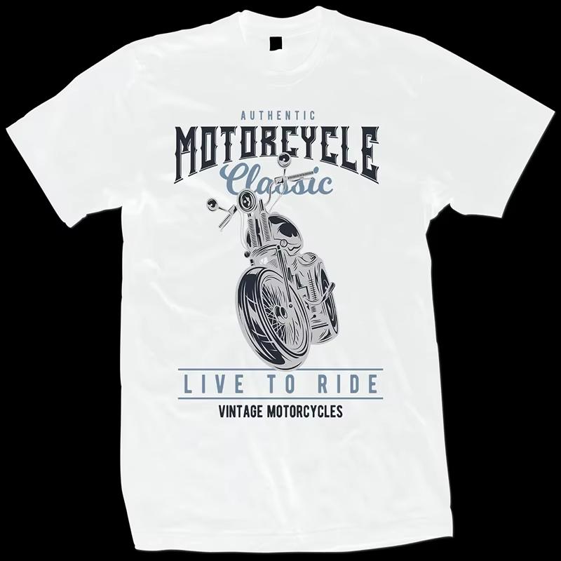 2026 New Classic Motorcycle Live To Ride Vintage Motorbike Shirt Biker T Shirt ONeck T Shirt Short Sleeve Casual Unisexs Tshirt
