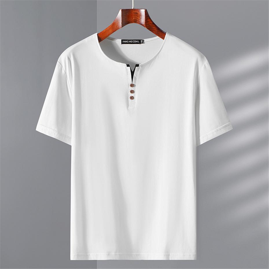 Футболка больших размеров, мужская летняя футболка с коротким рукавом, топы больших размеров, футболки, мужская повседневная однотонная футболка