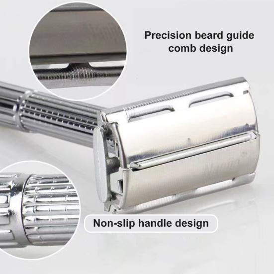 Бритва для бороды с щеткой Острое лезвие Нескользящая ручка Съемная Легко чистится Уход за волосами Ностальгическое вращающееся отверстие Ручной триммер для волос