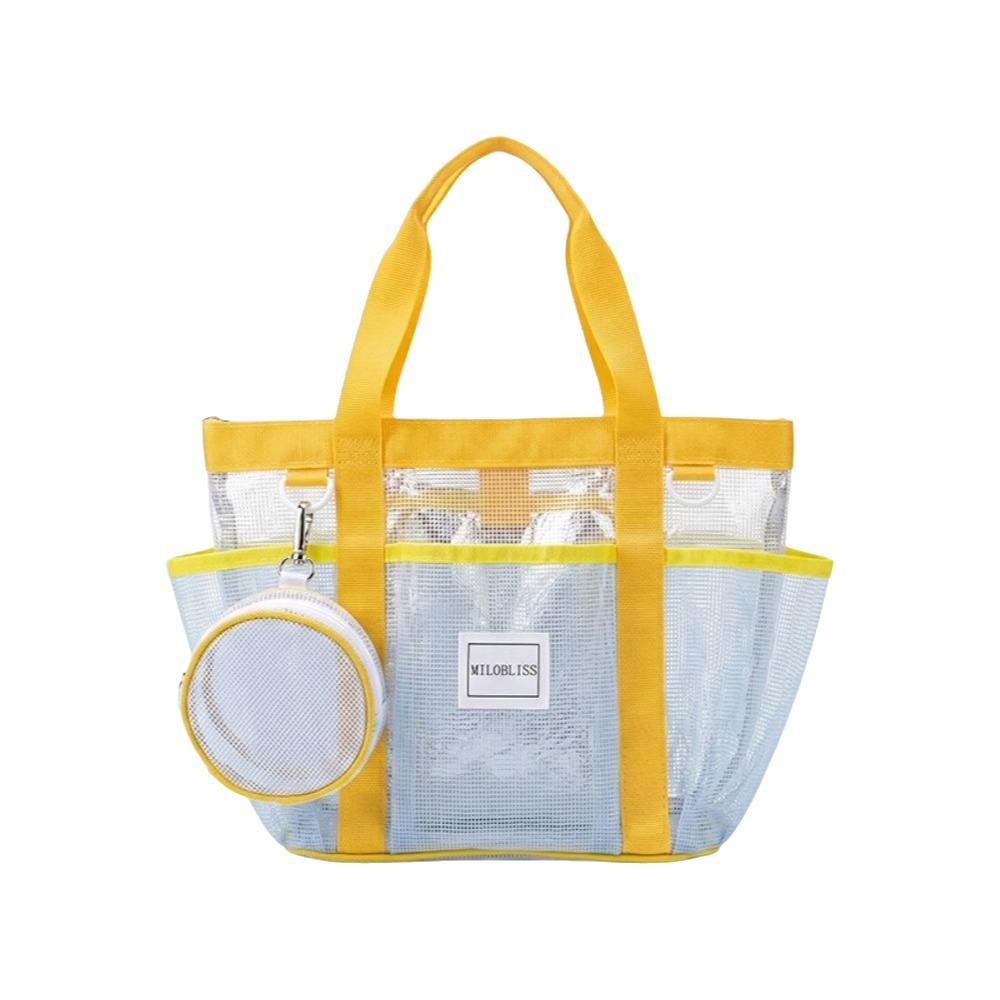 Waterproof Mesh Swimming Bag Contrasting Color Shoulder Bag Beach Tote Bag Beach