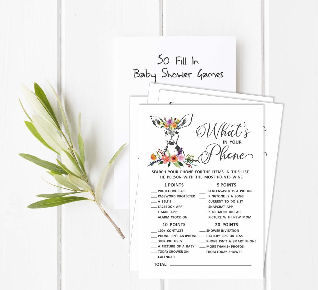 Inkdotpot 50 BabyA AlphabetA ABCA GameA Олени Животные Baby Shower Игра Гендерно-нейтральная вечеринка