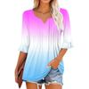 3/4 рукава топы для женщин повседневные оборки V-образный вырез футболки рабочие блузки нарядные туники топы