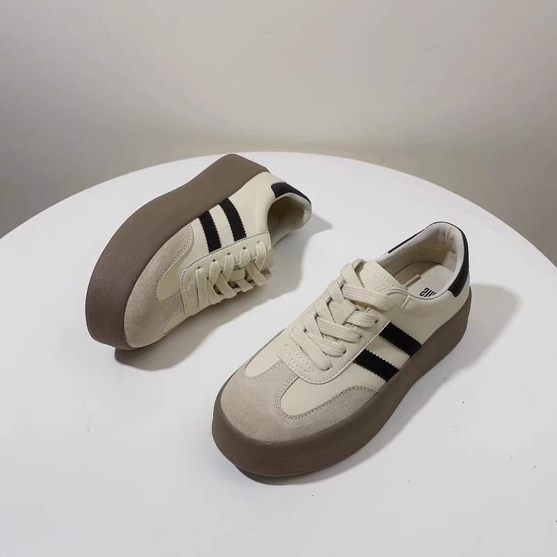 Немецкие тренировочные женские туфли из натуральной кожи, новинка 2025 года, белые туфли на платформе, ретро-обувь Forrest Gump, повседневная спортивная обувь для сноуборда