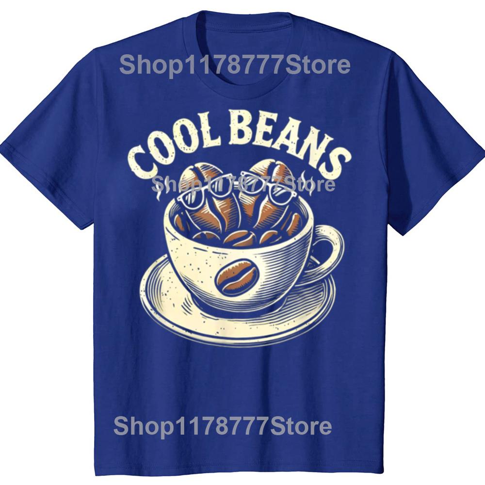 Смешные Cool Beans Кофе Кофеин Любитель Ретро Футболки Хлопок Короткий Рукав Подарки на День Рождения Мужская Повседневная Свободная Оверсайз Футболка