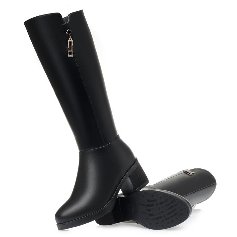 Женские зимние ботинки, теплые высокие сапоги из натуральной кожи и шерсти, женские модные женские сапоги на среднем каблуке на весну и осень