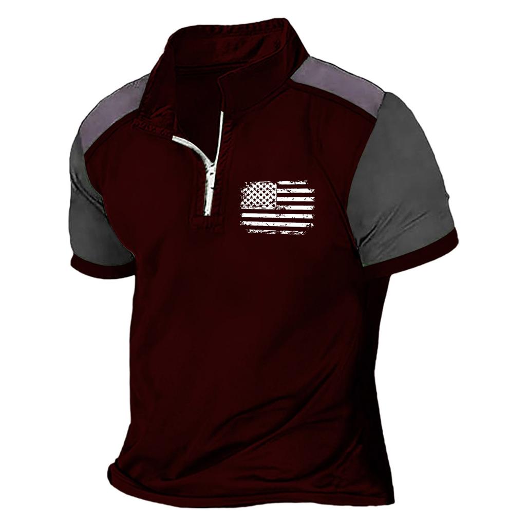 Летняя новинка для мужчин, повседневная рубашка с воротником-стойкой и короткими рукавами, подходящая по цвету, с полумолнией