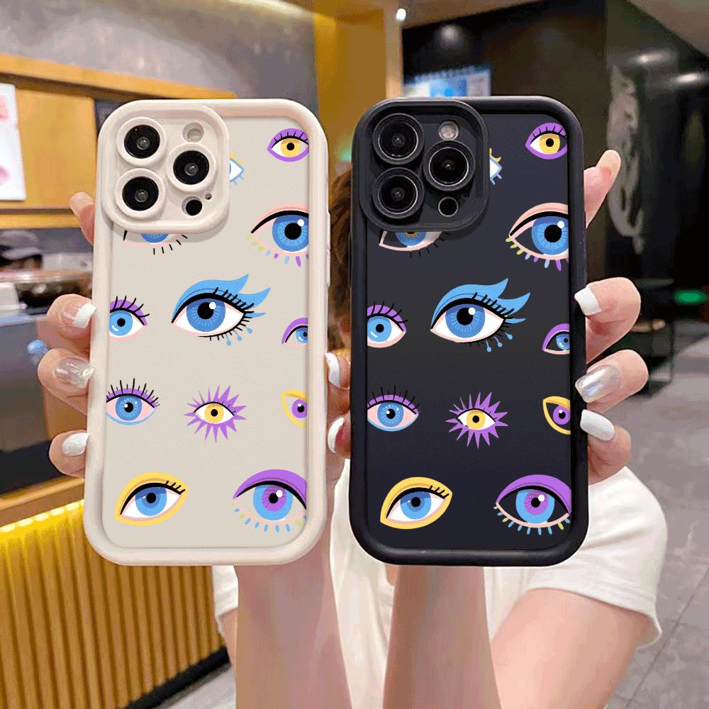Красочные причудливые иллюстрации глаз Чехол для телефона для iPhone 16 15 14 13 12 11 Pro Max Plus Защита от царапин, Гибкий гелевый защитный