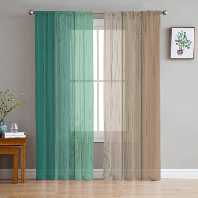 Винтажные текстуры дерева, современные шторы для гостиной, прозрачные тюлевые шторы, прозрачные оконные занавески для спальни, аксессуары, декор