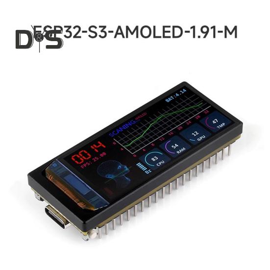 Макетная плата с 1,91-дюймовым AMOLED-дисплеем, Wi-Fi, Bluetooth-совместимая, 32-битная макетная плата с двухъядерным процессором LX7