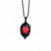 Victorian Black & Red Rose Cameo Necklace