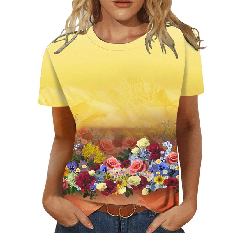 Sunflower Women's T-shirt O-neck Short Sleeve Printing Female Clothes Fashion Street T Shirt Girls Summer Casual Top Tees