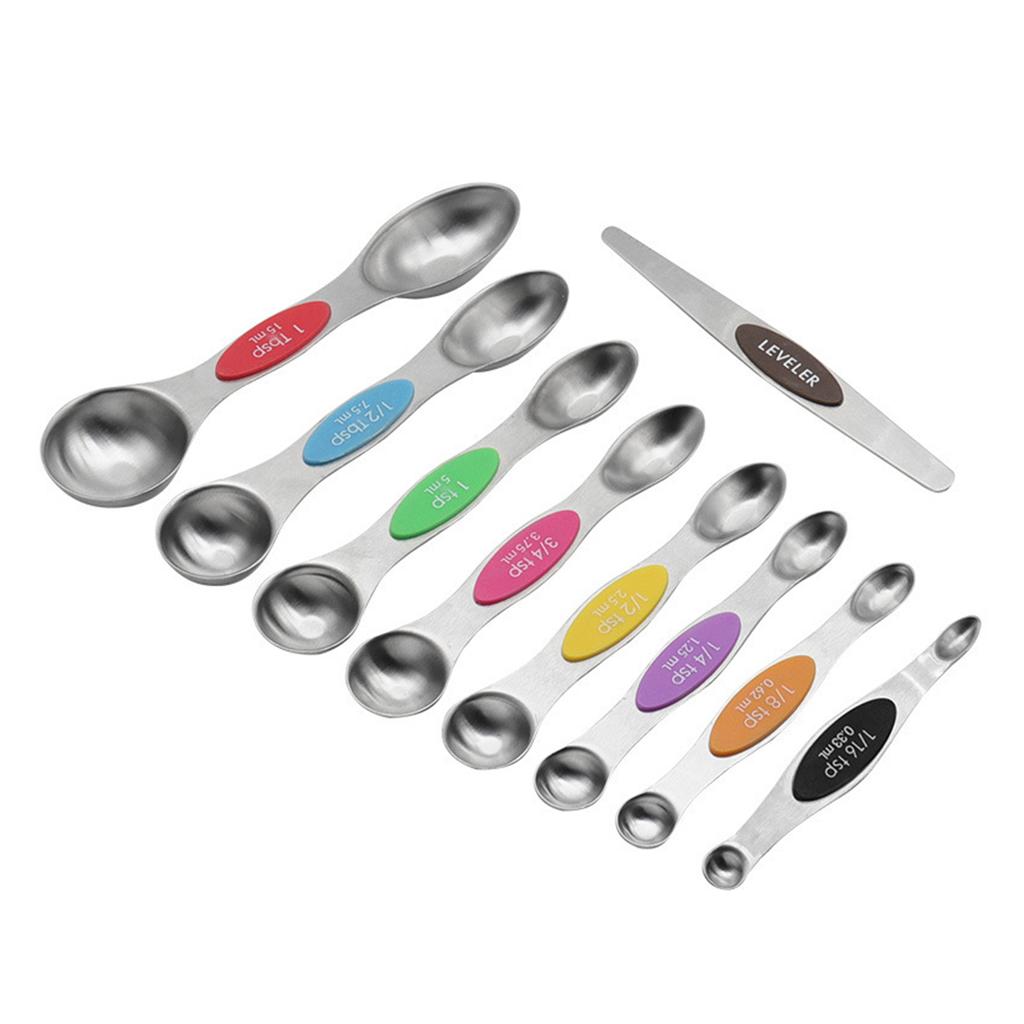 Магнитный набор мерных ложек 9 шт. Многофункциональные двухсторонние штабелируемые ложки для приправ Кухонные принадлежности