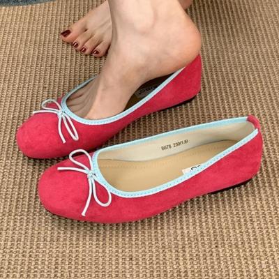 Модные милые балетки с круглым носком и бантом, брендовые, женские, модный лоскутный дизайн, туфли Мэри Джейн, удобные, с мелкой мягкой подошвой, повседневные