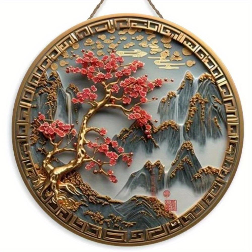 Деревянное настенное украшение в древнем стиле с художественным дизайном - 20 см