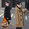 Boy Wool Coat Winter Fashion Hooded Jacket Solid Single-Breasted Plus Cotton Warm Outerwear Children High Quality Parka