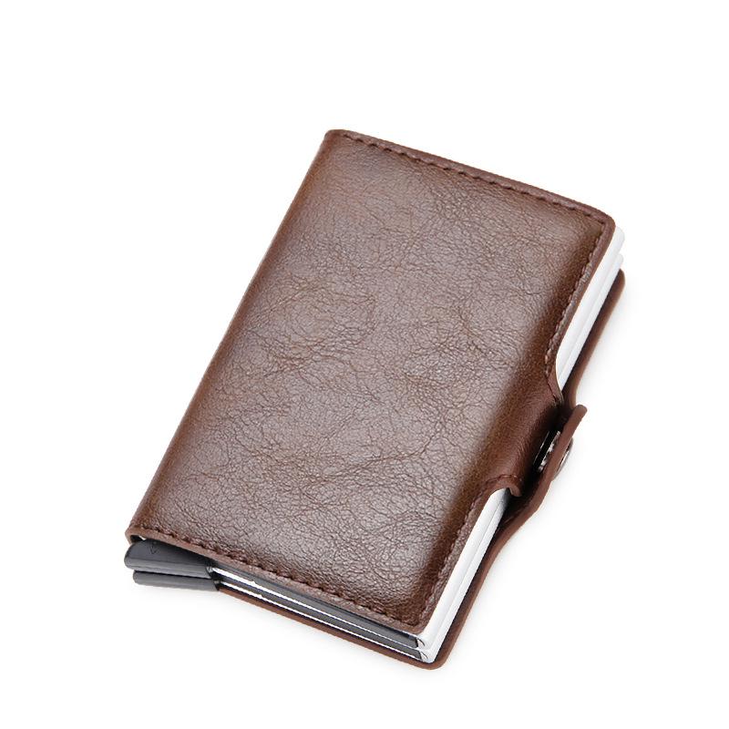 Men's Carbon Fiber RFID Anti-Theft Double Layer Metal Card Holder Wallet