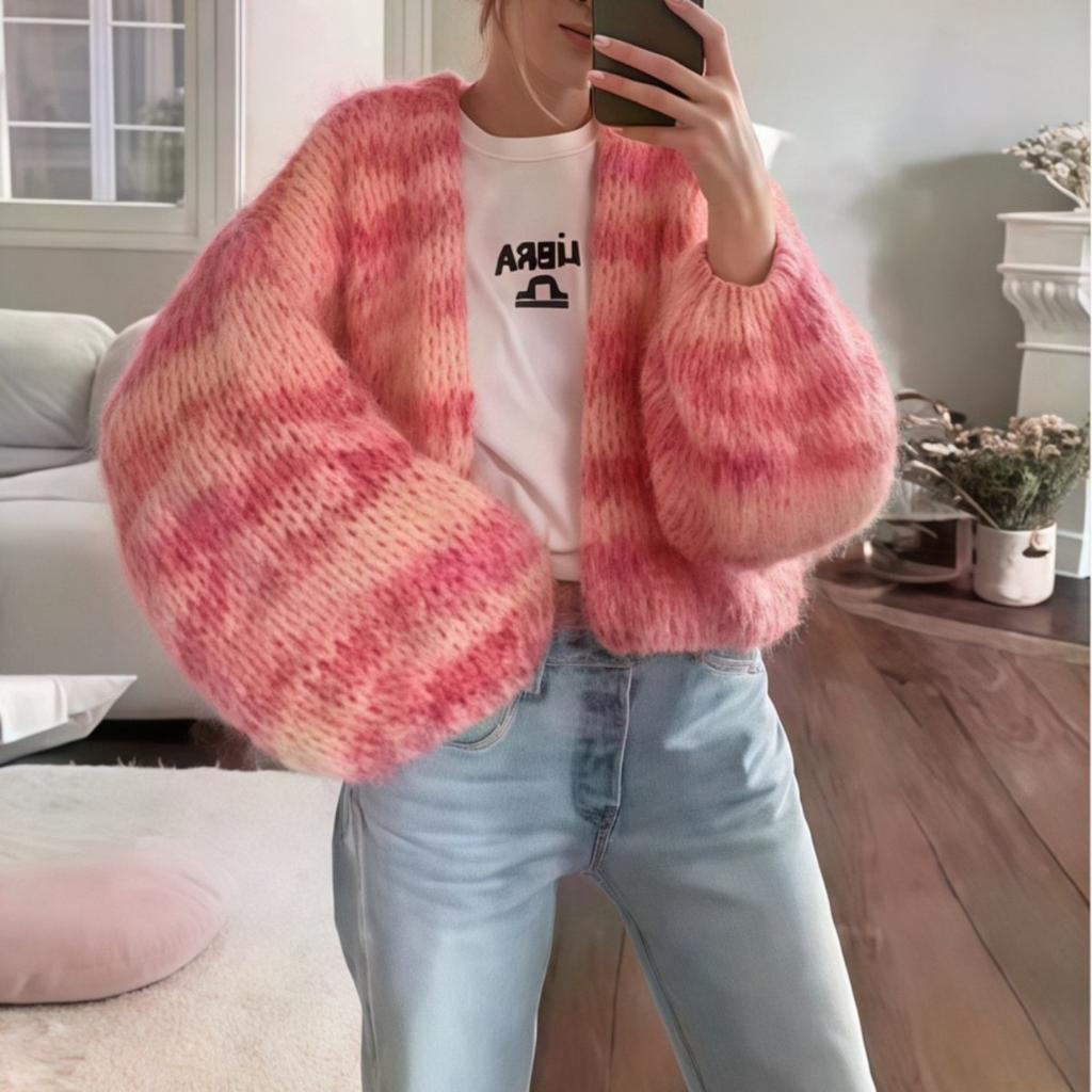Women Cardigan Sweater Colorful Striped Knitted Coats Long Sleeve Knitwear Jackets Fall Winter Casual Versatile Cardigan