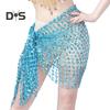 Belly Dance Hip Scarf Sequin Woven Wrap Skirt Hollow Out Mini Skirt Waistband Oriental Indian Dancer Sash Performance Carnival Costume Accessory