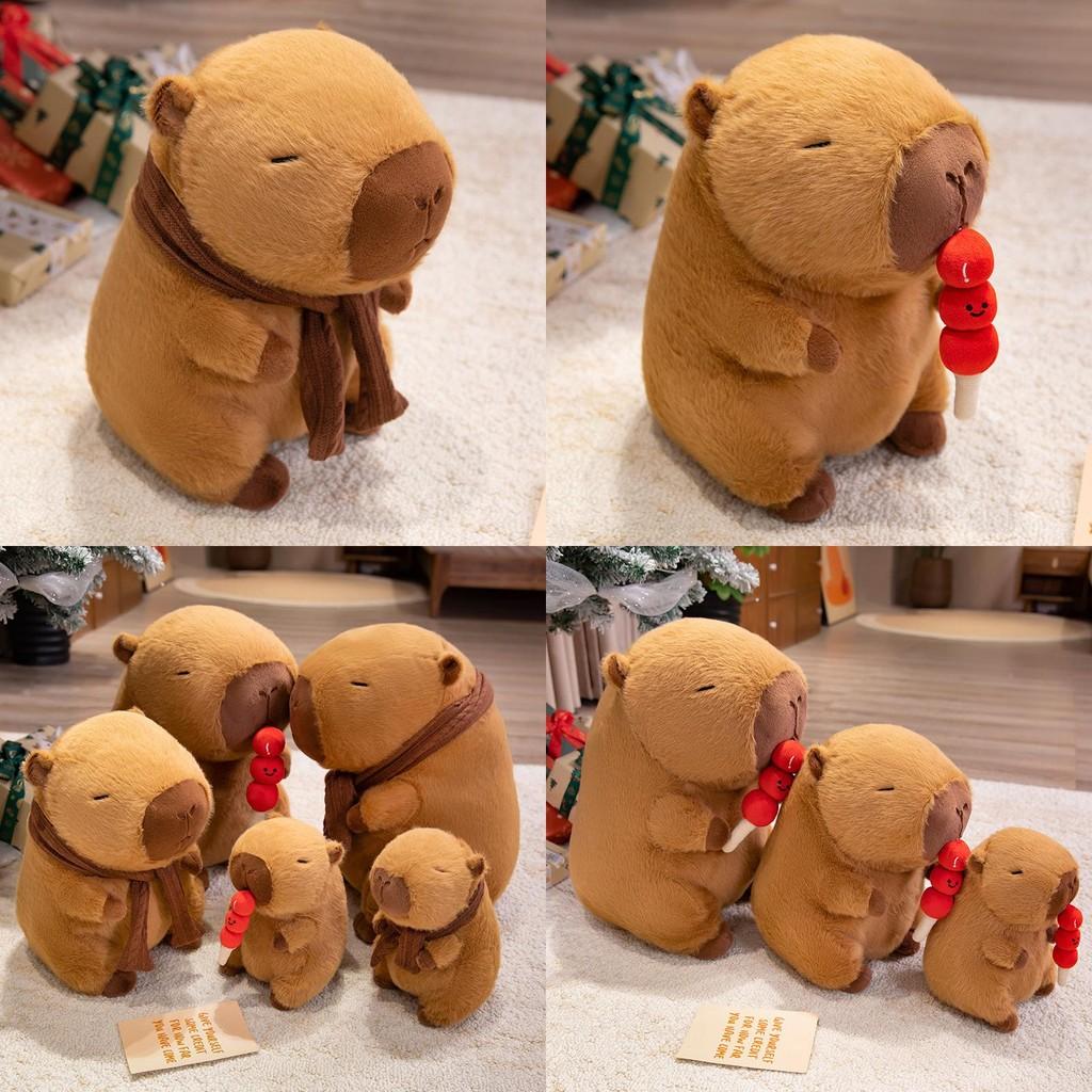 Scarf Wear Capybara Cartoon Plush Dolls Childrens Gifts Toys Home Decoration