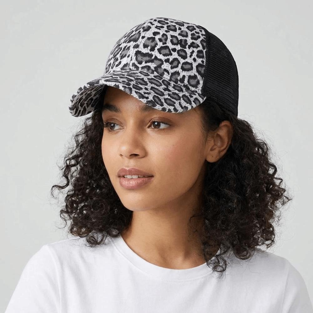 Adjustable Leopard Print Baseball Cap Soft Mesh Peaked Hat Casual Visor Hat  Unisex